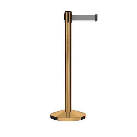 Montour Line Stanchion Belt Barrier Sat.Brass Post 13ft. Lt Gry Belt ES400-SB-LGY-130